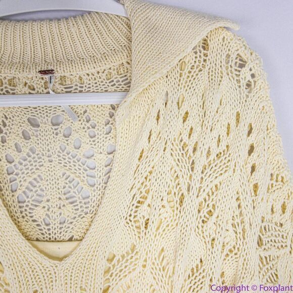 NEW Free People Elton Cream Crochet Knit Long Sleeve Mini‎ Dress, L - Picture 7 of 16